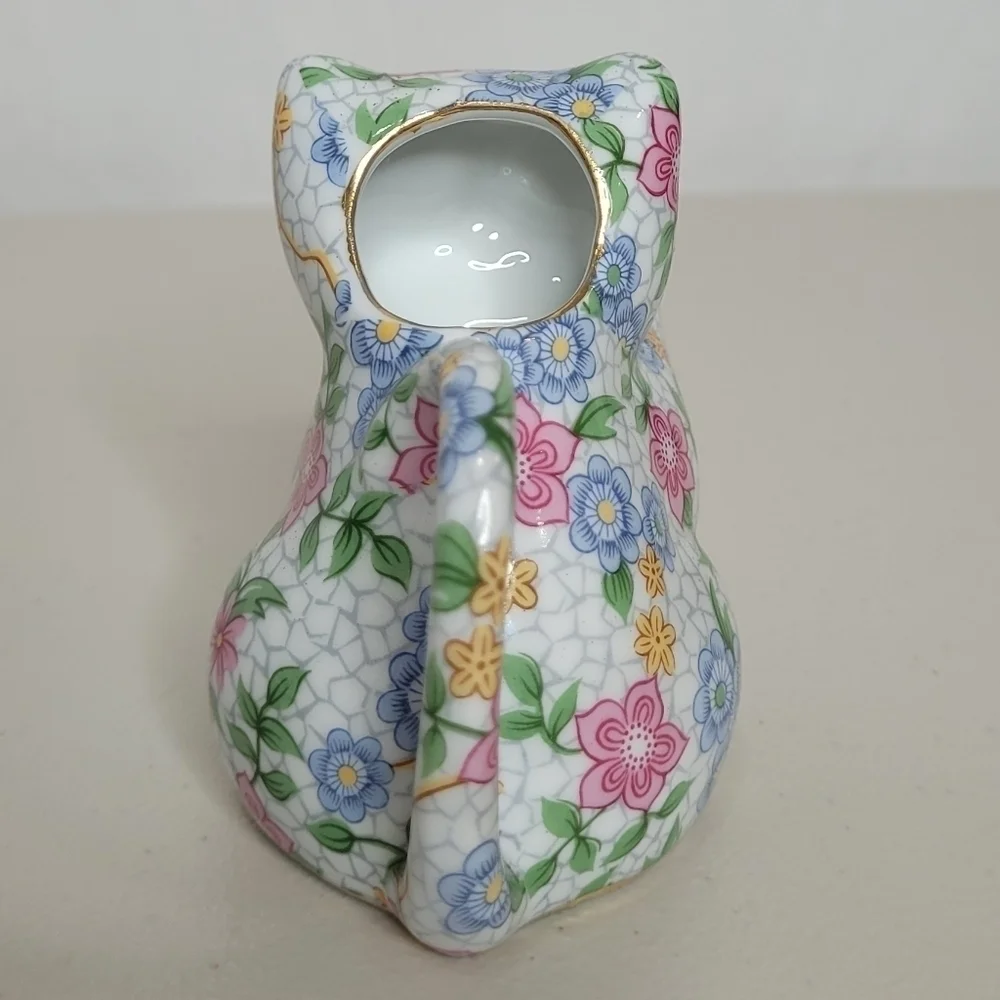 Two's Company Vintage Chintz Alexandra Porcelain Cat Creamer